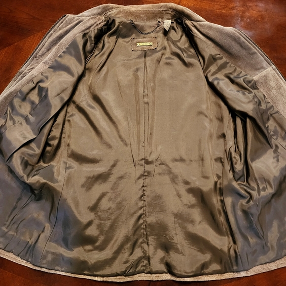 (EUC) I.E. Relaxed Petite Tan Suede Leather Zip Jacket - Picture 9 of 12